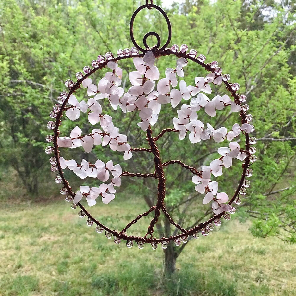 Rose Quartz Tree of Life Wall or Window hanger