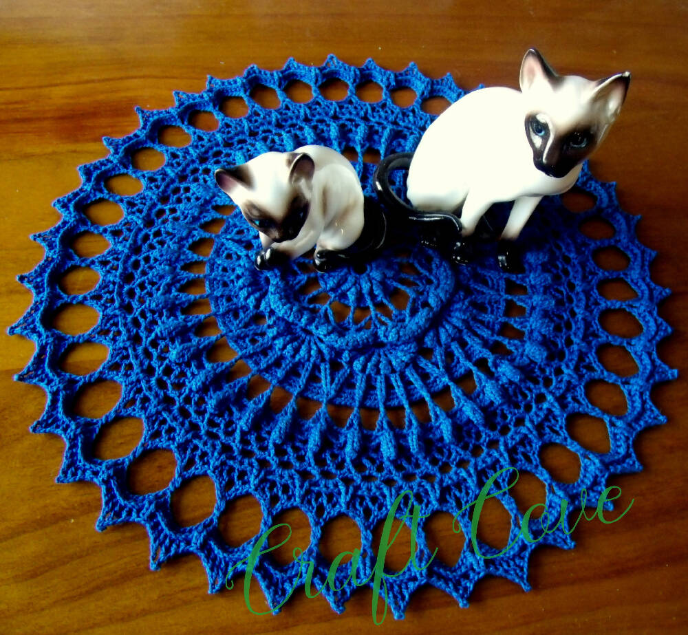 Doily 3D Textured in Medium Blue