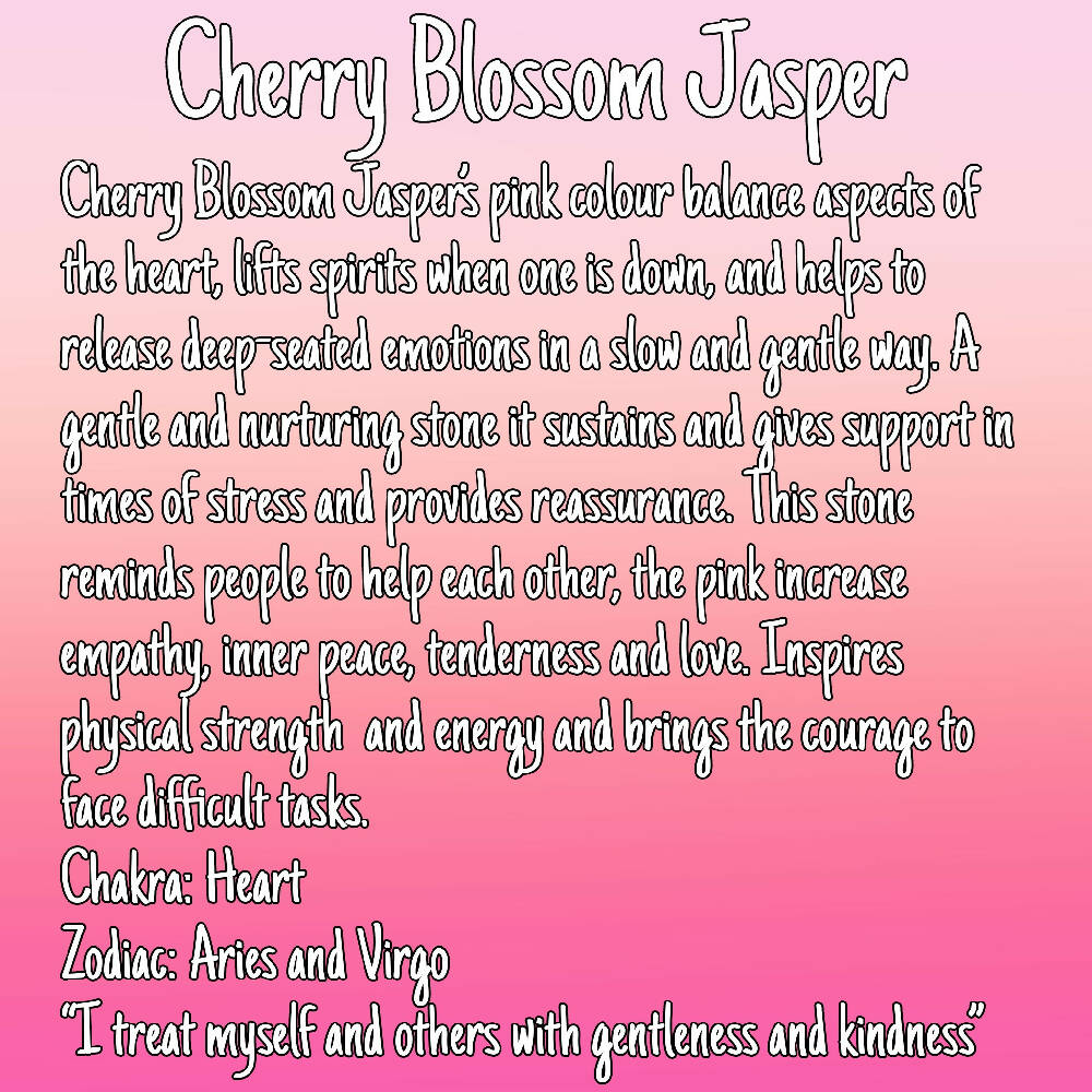 Cherry Blossom Jasper Gemstone Stretchy Bracelet 8mm