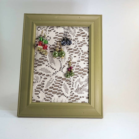 Jewellery Display Stand Shabby Chic Vintage Picture Frame with Vintage Lace
