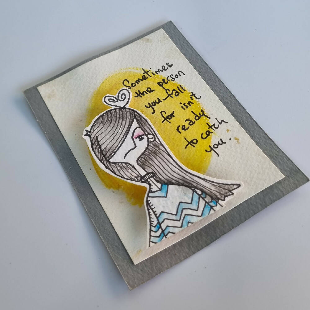 Headline Series : Mila Original Ink on Watercolor Paper with a lovely quote