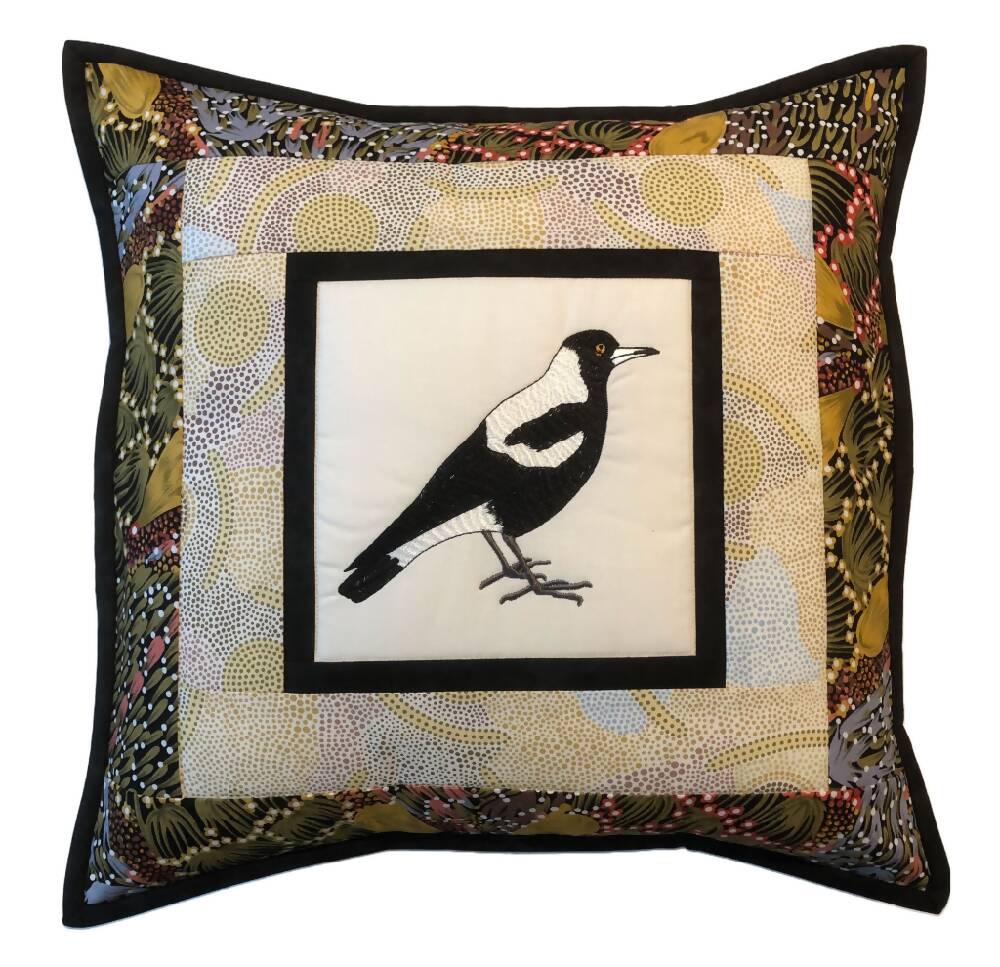 handmade Australian native quilted - magpie
