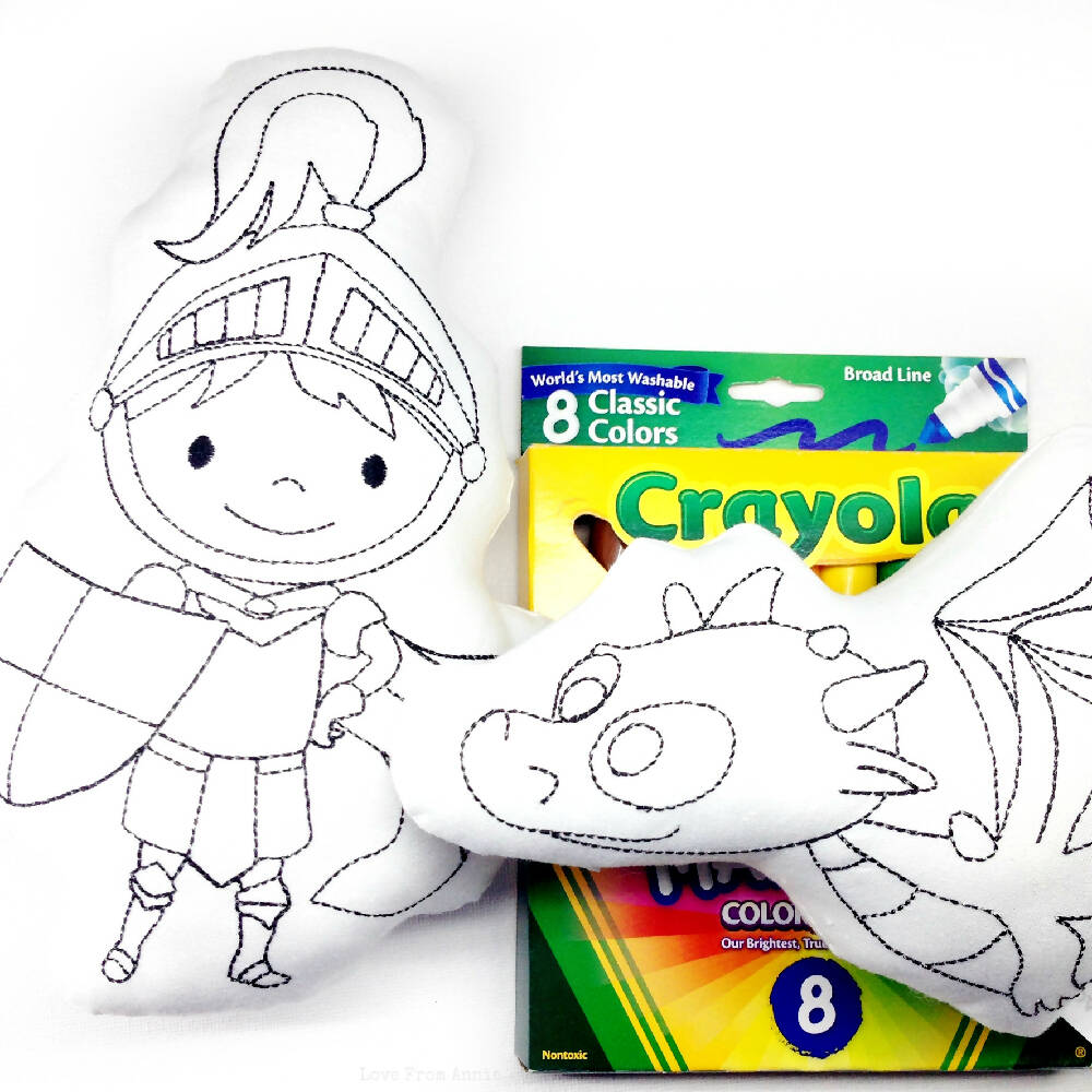 Colour In Knight and Dragon