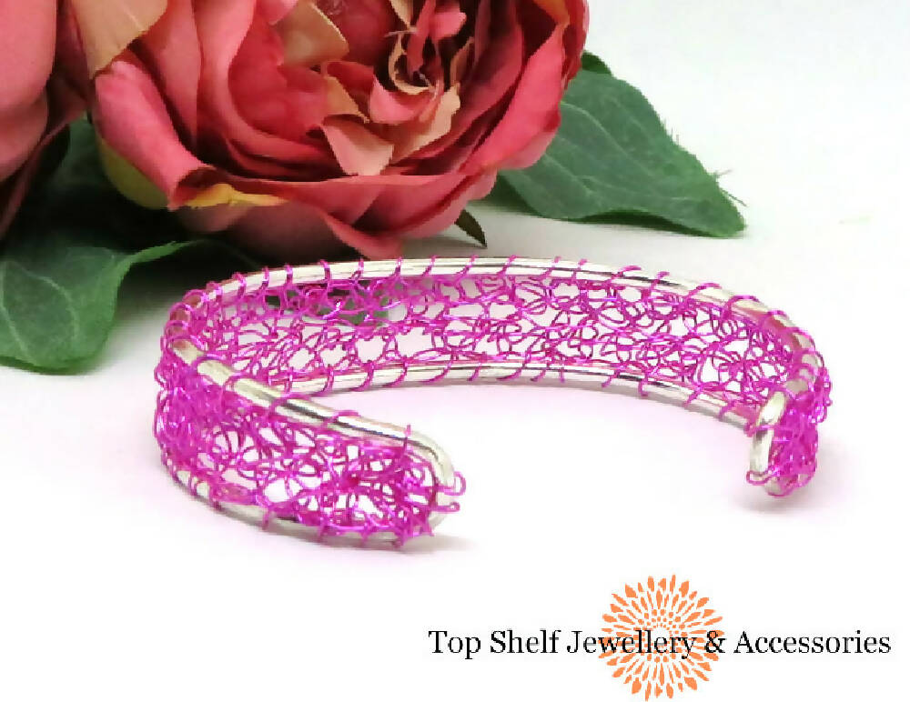 Fairy Floss Crochet Wire Cuff Bracelet