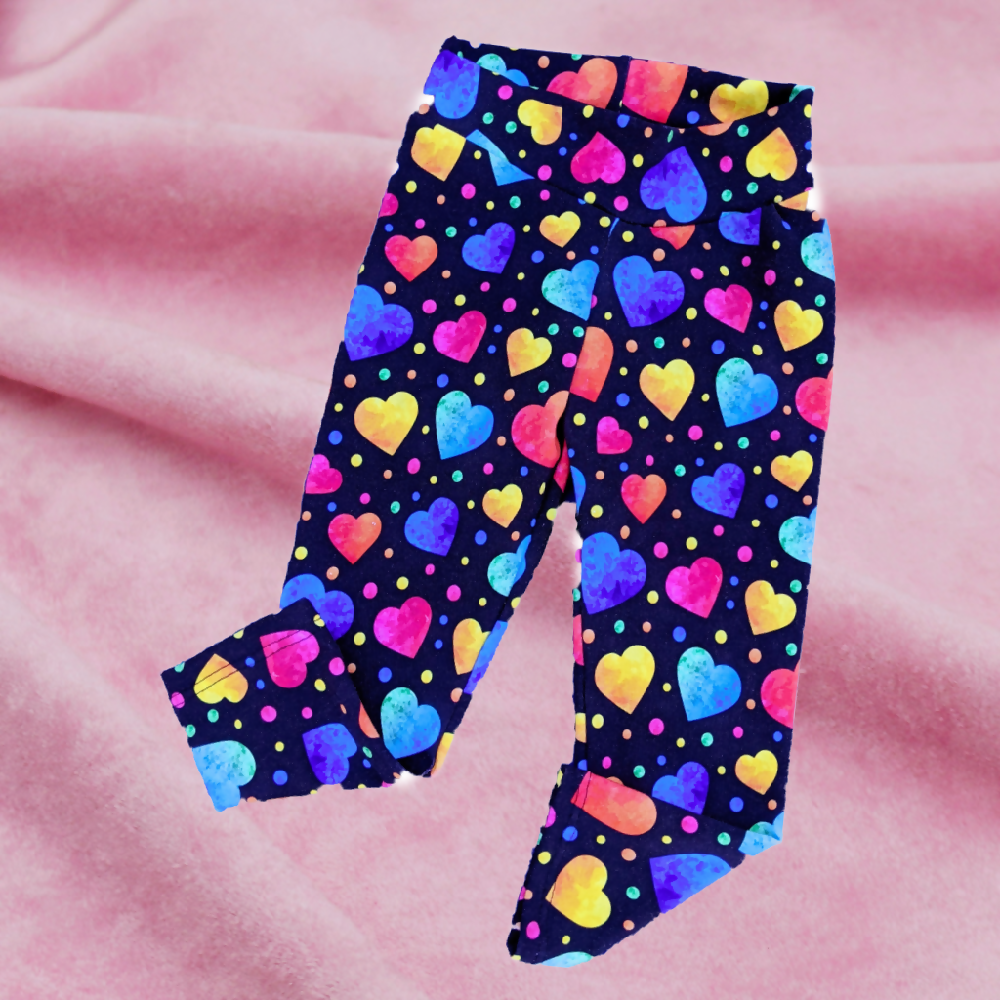 Girls Leggings, Hearts, Sizes 2, 8