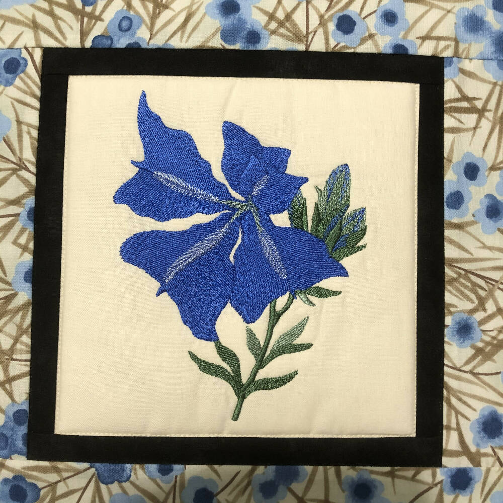 handmade Australian native quilted - blue leschenaultia
