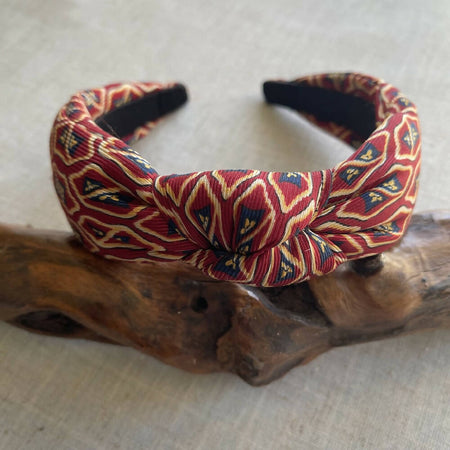 Upcycled Necktie Headband-Red