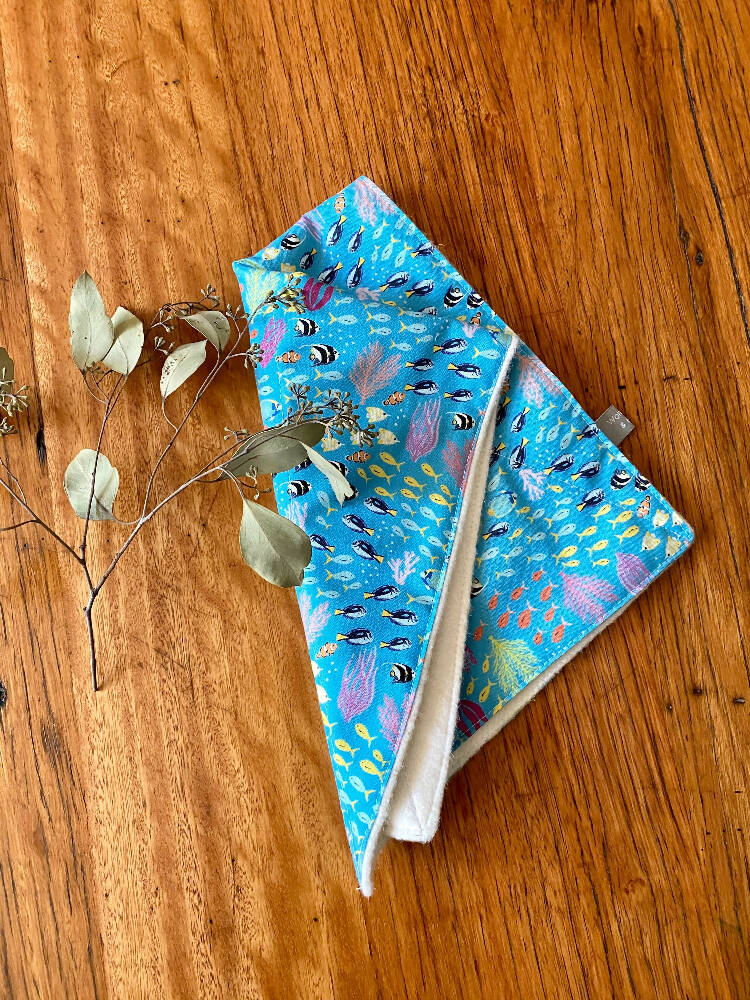 burp cloth - Australian tropical fish / organic cotton hemp