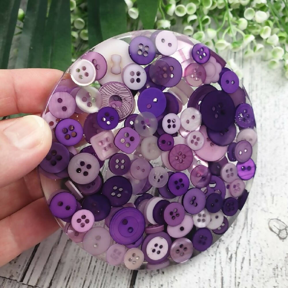 Coaster Resin Purple Buttons Round Flat Mug (1)