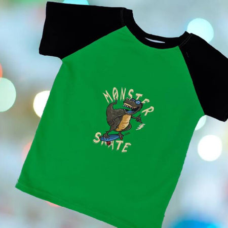Copy of Boys T-Shirt, Green Monster Skate, Size 6, 7