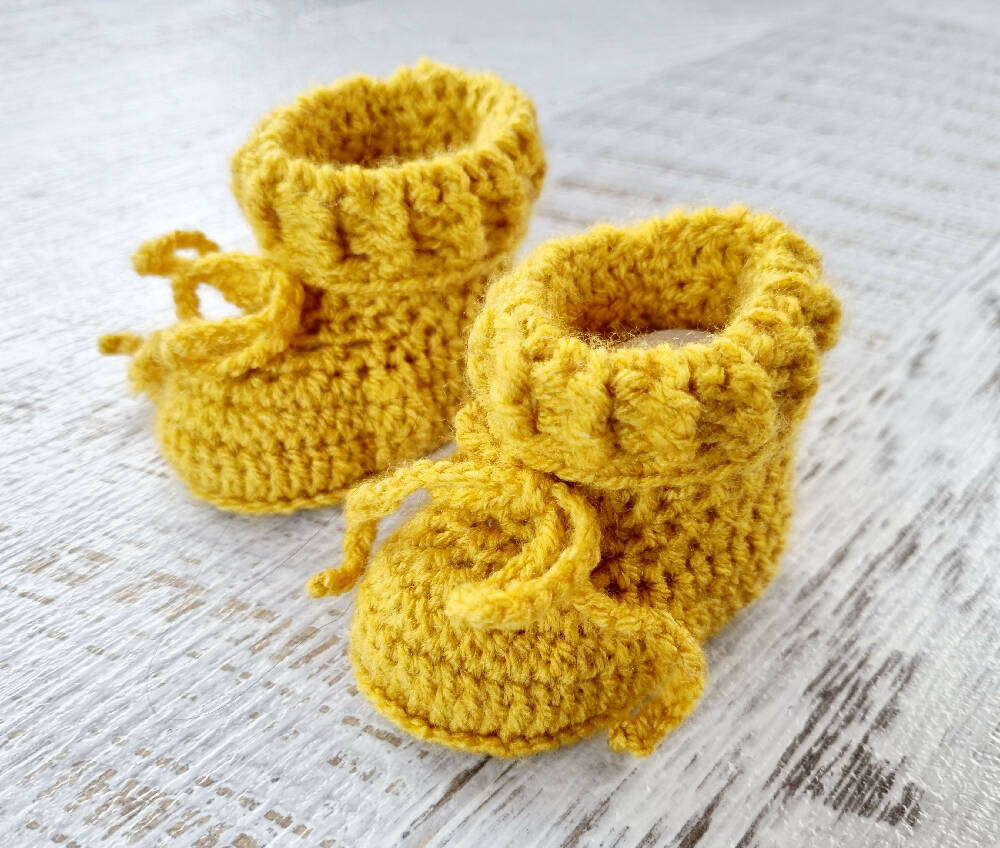 Baby Booties Mustard Newborn Crochet Knit Shoes Socks