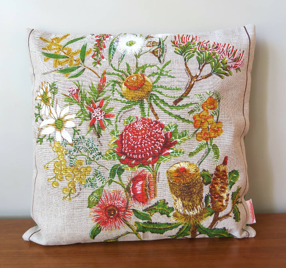 Cushion Cover - Vintage Retro Australian Wildflowers