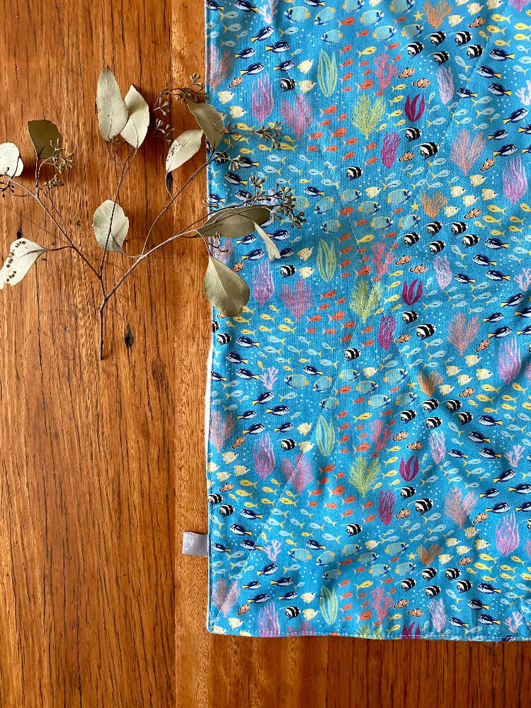 burp cloth - Australian tropical fish / organic cotton hemp