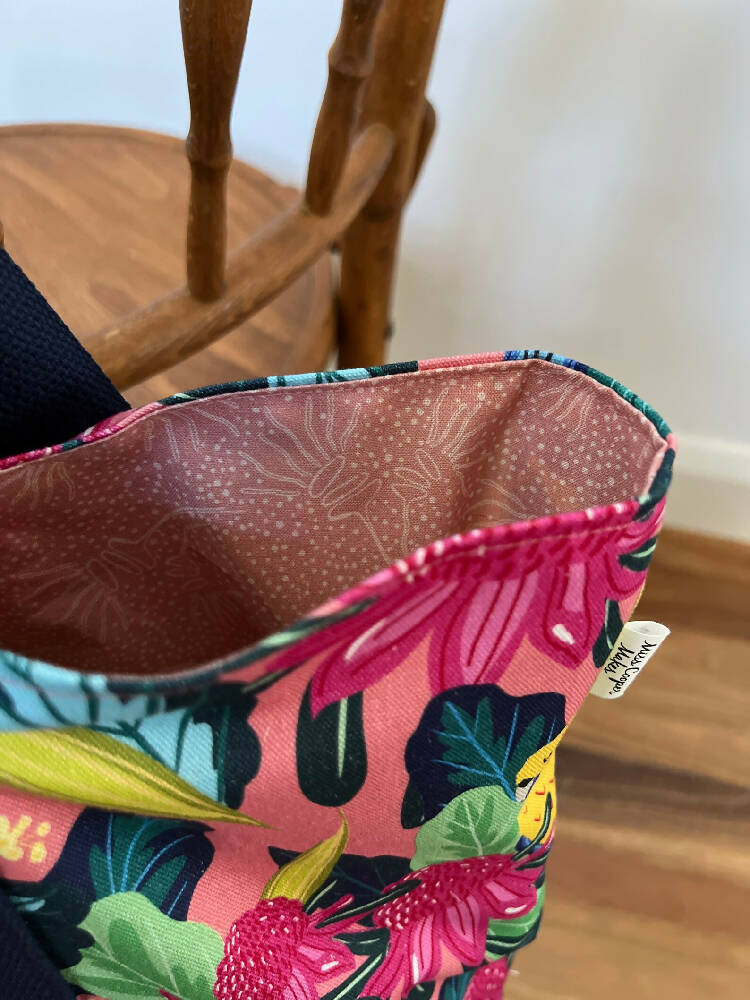 Tote Bag for Shopping/Market/Beach – Waratah & Rosella + Denim
