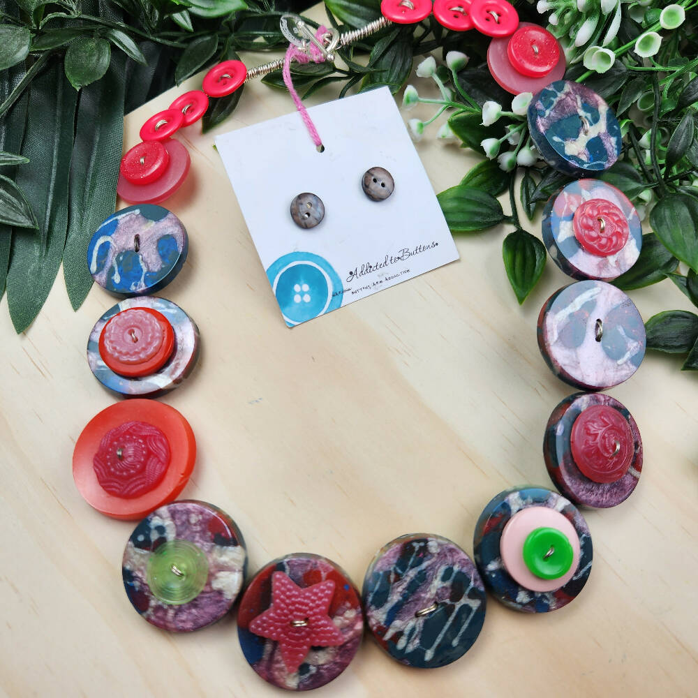 Button Necklace Resin Ocean Mermaid (4)
