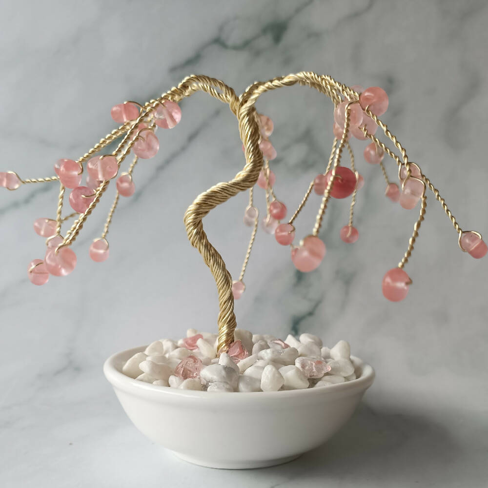 Cherry Quartz Willow Gem Tree already made