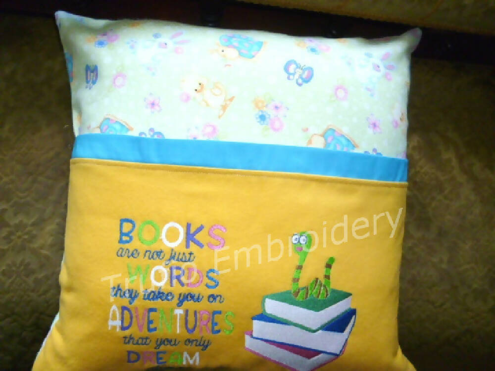 "Not Just Words' Pocket/Reading Cushion Cover