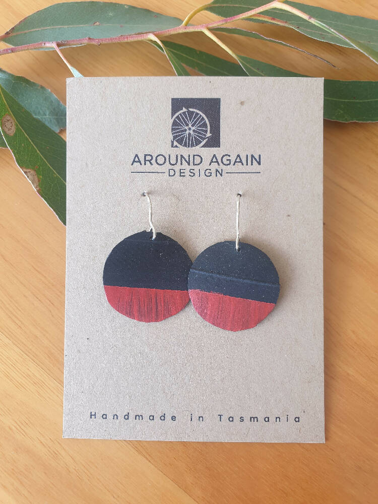 Recycled bike tube - Circle earrings