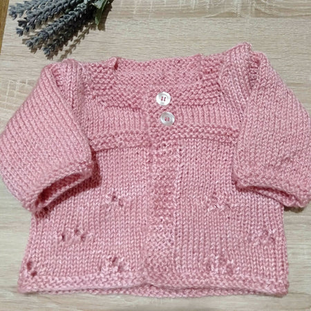 Knitted Baby Matinee Pink Jacket