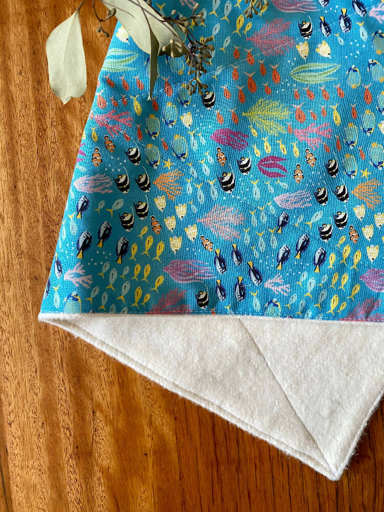 burp cloth - Australian tropical fish / organic cotton hemp