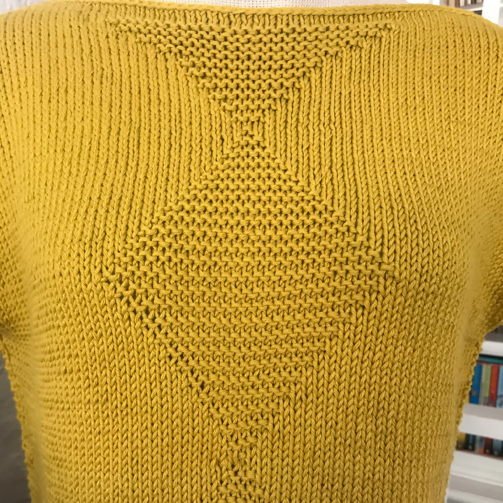 Cotton Handknit Chartreuse top. Mustard cotton knit pullover. Summer top.