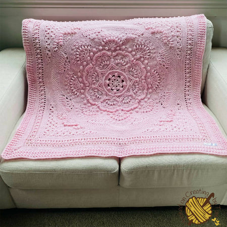 Powder Pink ‘Baby Arcadia’ Heirloom Handmade Baby Blanket 100% Acrylic