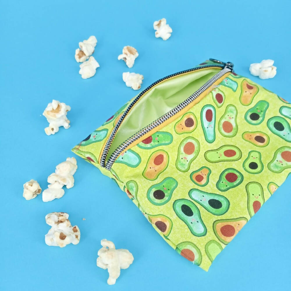 Snack Bag (Reusable) - Kawaii Avocados on Green