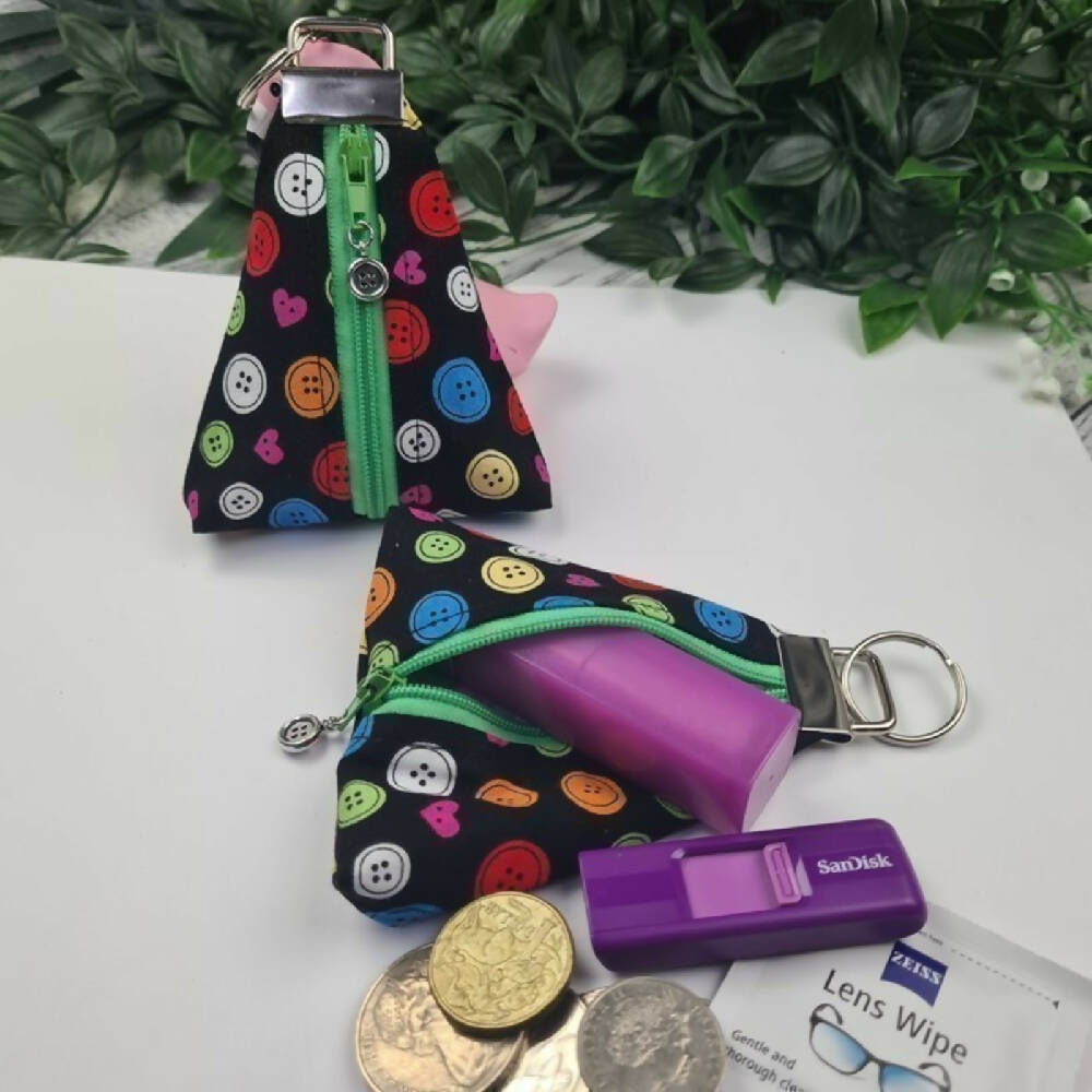 Zippity Keyring Pouch - Plum Purple Yellow Pebble - Keyfob Zip