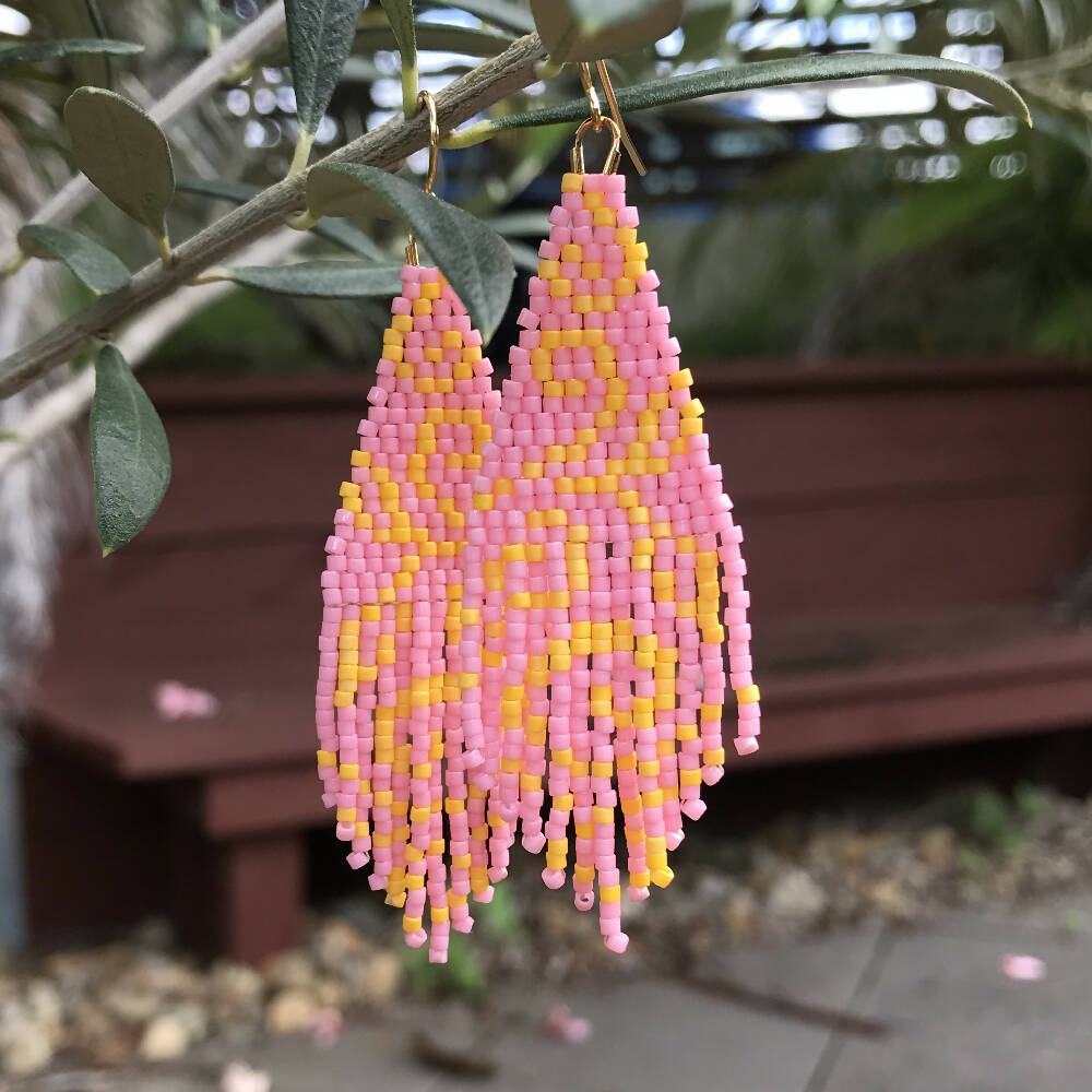 Beaded fringe earrings - Fruit swirls