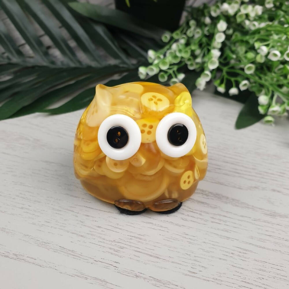 Purple Button Owl Ornament Addicted to Buttons