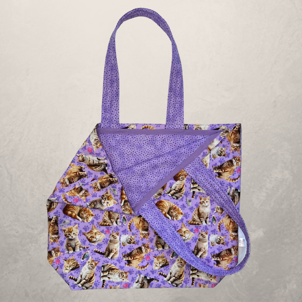 Grocery Tote ... Ginger Cat ... Lined with storage pouch