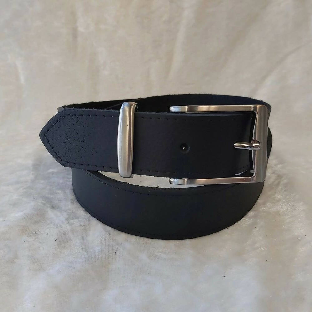 Black Genuine Cowhide Leather Belt, Australian Made, 33mm Wide