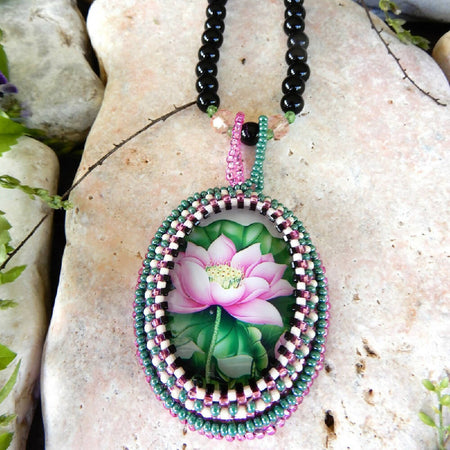 Bead Embroidered Pendant 