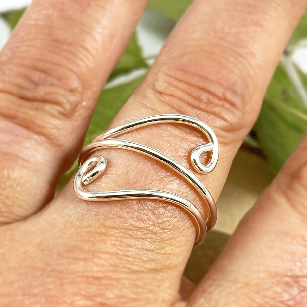 Solid silver wave ring _3
