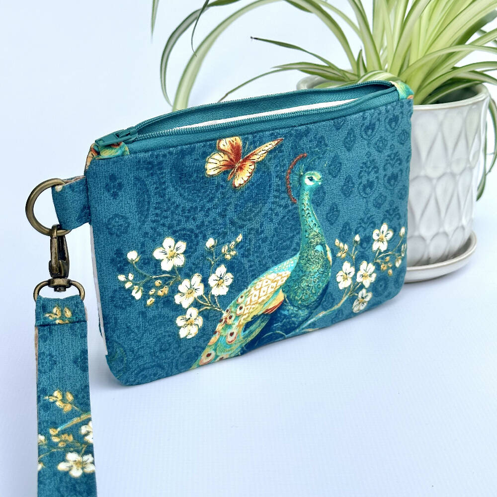 Peacock Clutch Purse with Carry Strap
