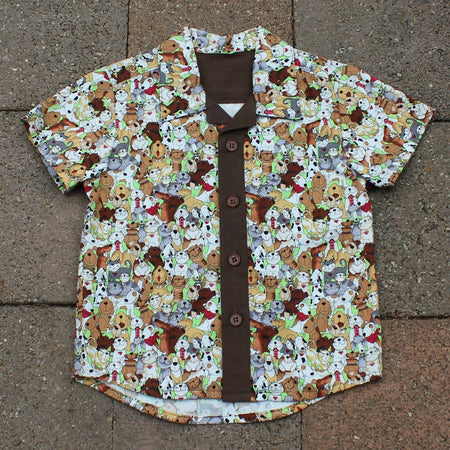 Boy's Button up Shirt - Size 3 - Cats and Dogs
