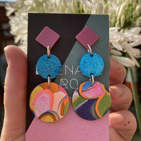 Triple layer color explosion earrings