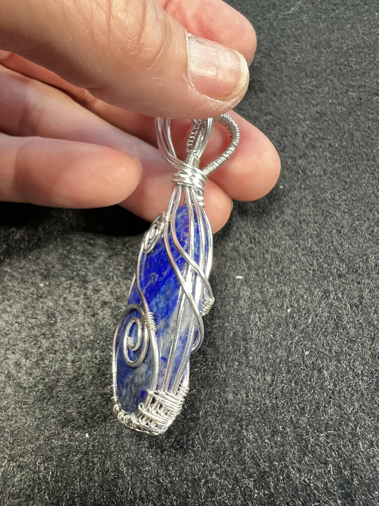 Wire-Wrapped Lapis Lazuli Pendant