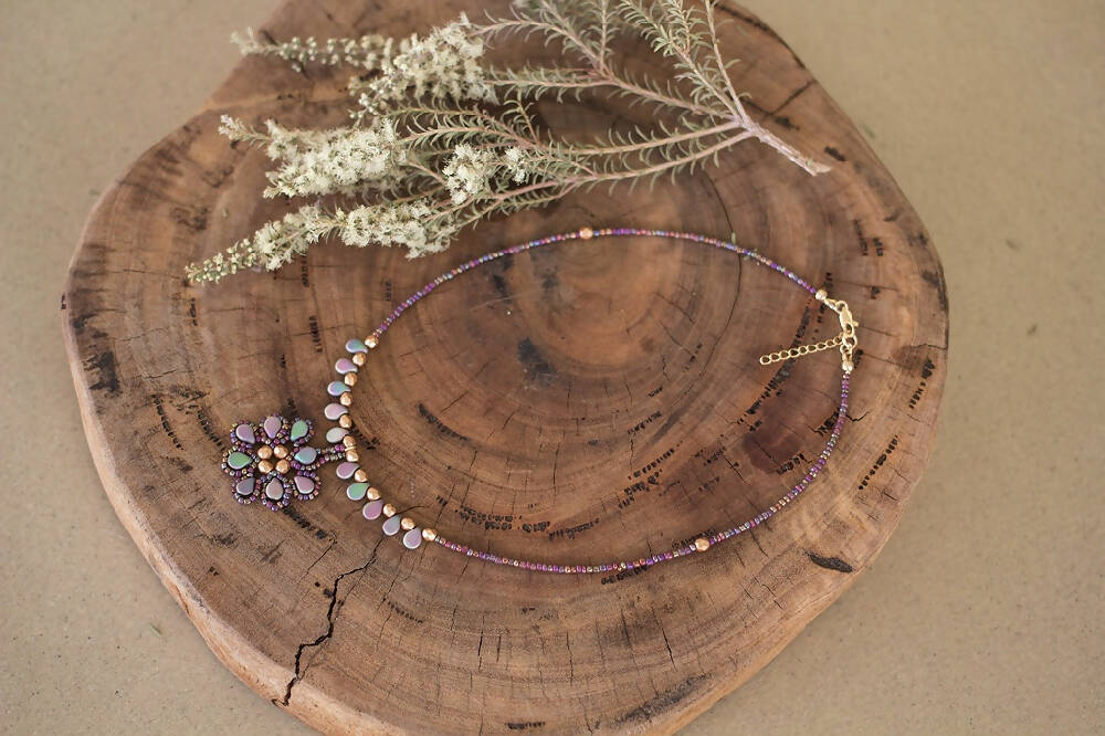 Beaded Multi Coloured Pendant Necklace
