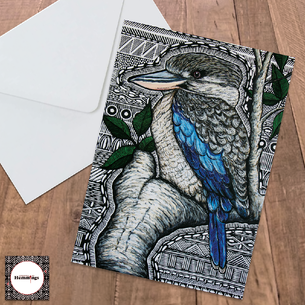 Blue-Winged Kookaburra Greeting Card + Envelope