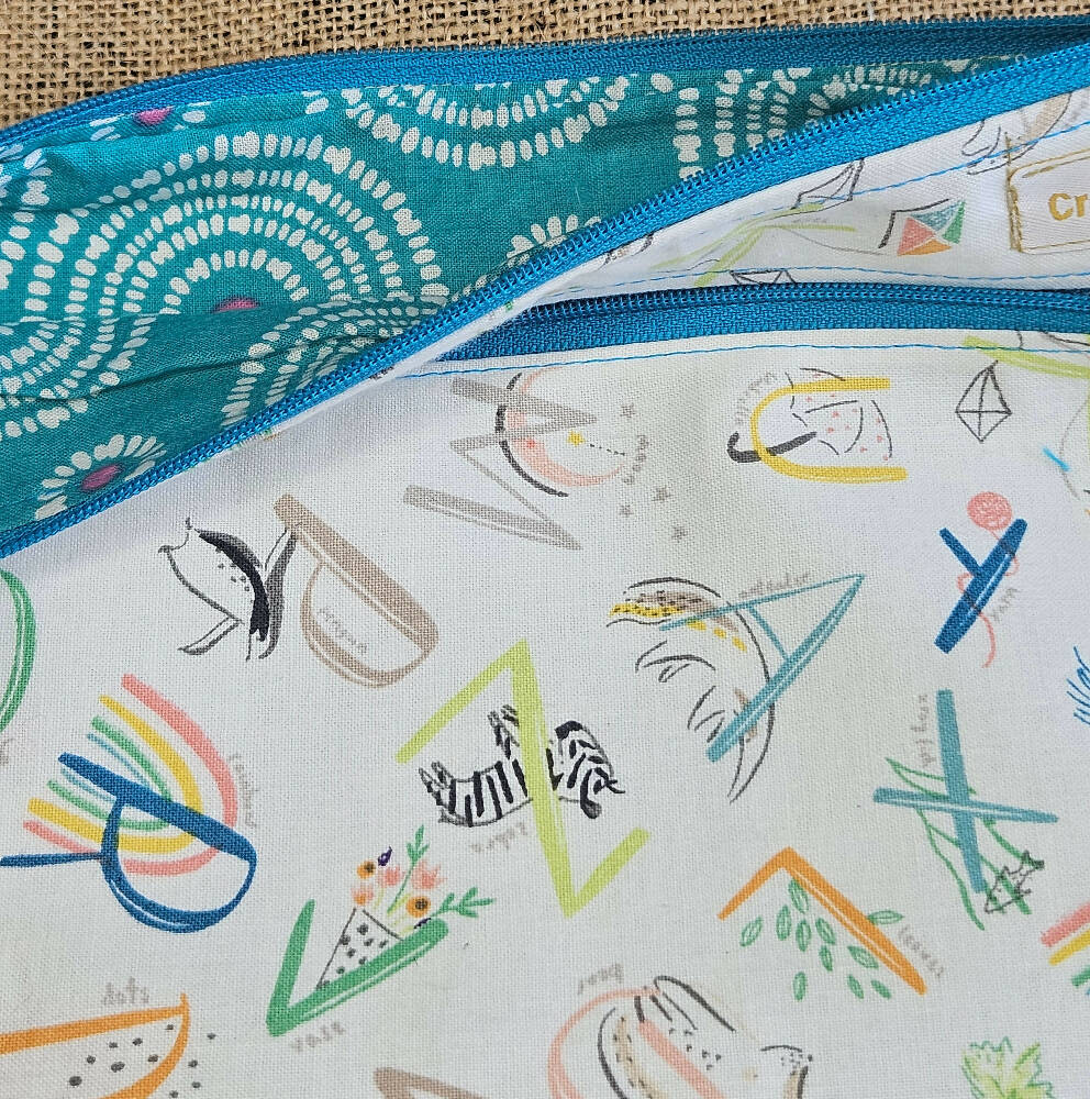 Handmade Alphabet Design Double Zippered Pencil Case