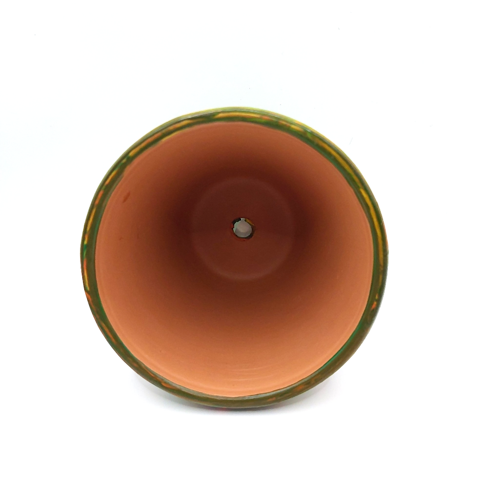 Yellow Green Orange Acrylic Poured Painted Small Terracotta Pot