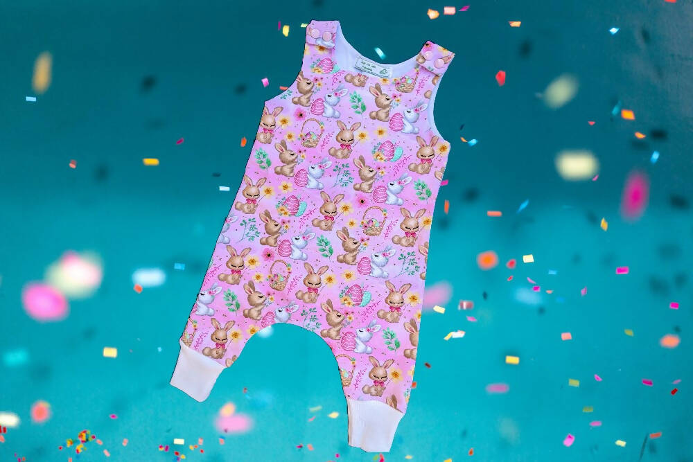 Pink Bunny Eggs Romper Front Sizes 000,00,0(x2),1_InPixio_InPixio_BX