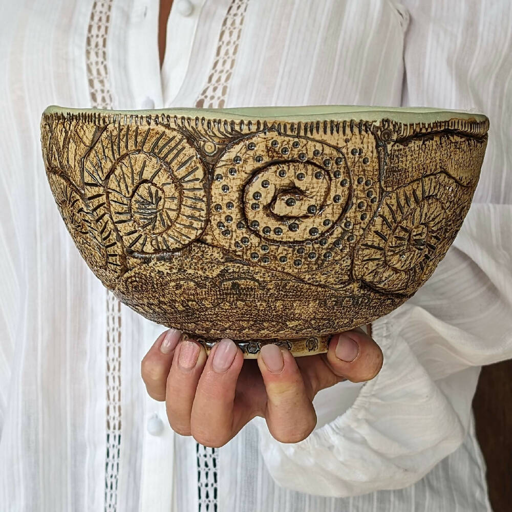 Australian Ceramic Pottery Artist Ana Ceramic Home Decor Kitchen and Dining Servingware Ramen Noodle Ceramic Bowl Organic Carved Australian Handmade One of a Kind