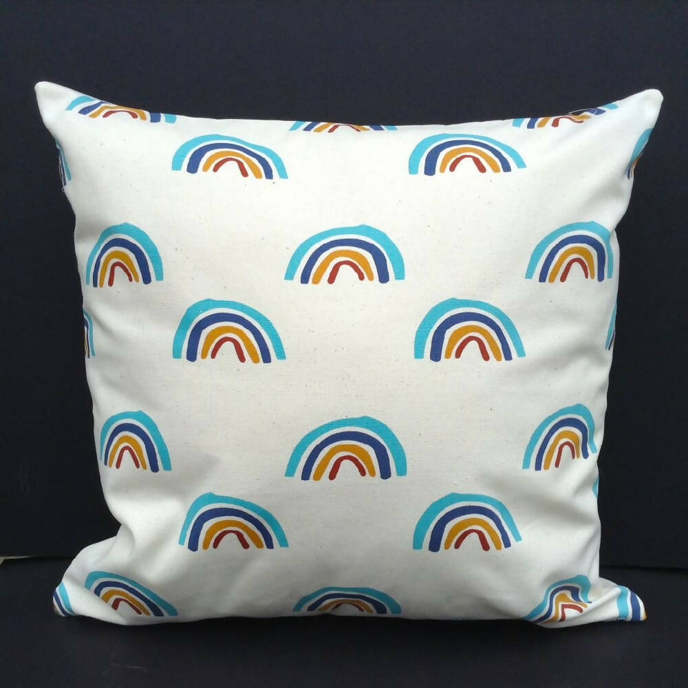 Rainbow print cushion
