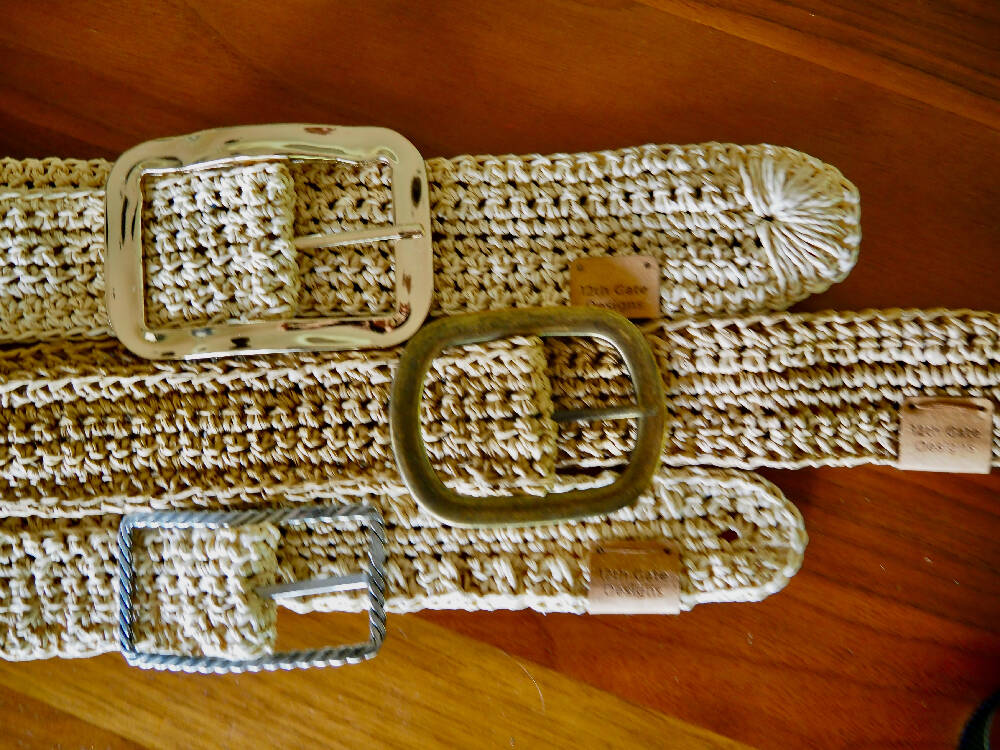 Crochet Bamboo Belt (Brass Buckle)
