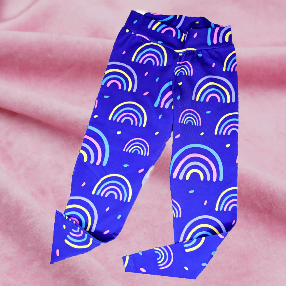 Girls Leggings, Navy Rainbow, Sizes 5, 7, 10