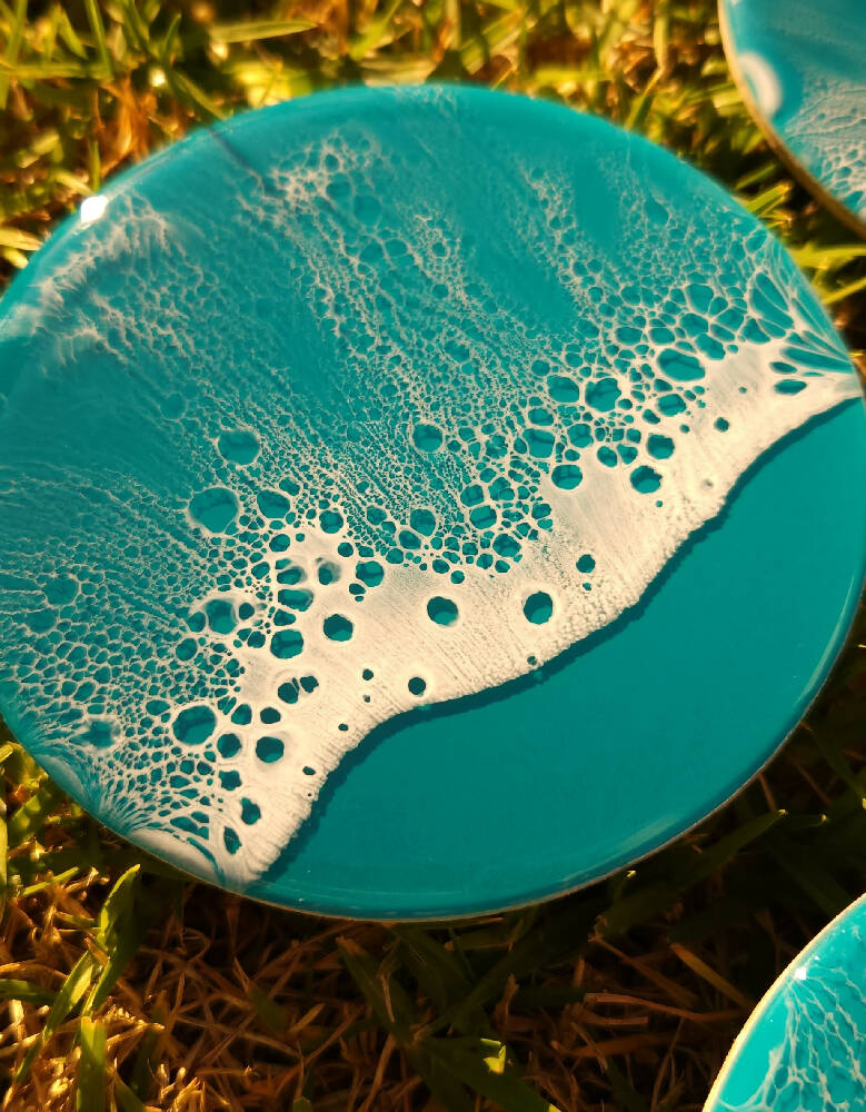 Dark turquoise Resin Wave Coasters (Set of 4)