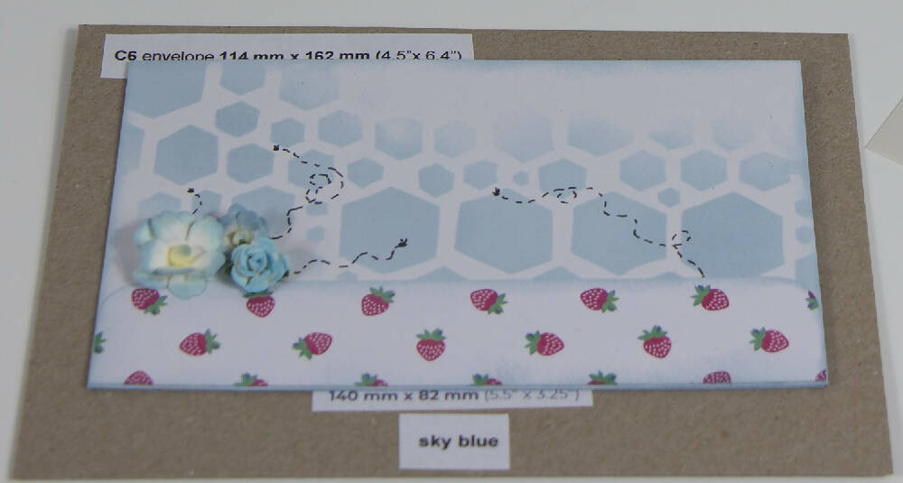 honeycomb skyblue strawberry paper strip