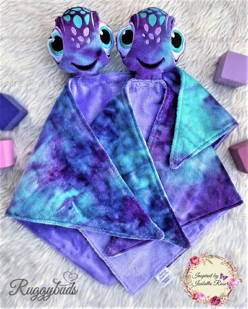 Baby comforter, Embroidered name, Turtle themed Ruggybud, Made to order
